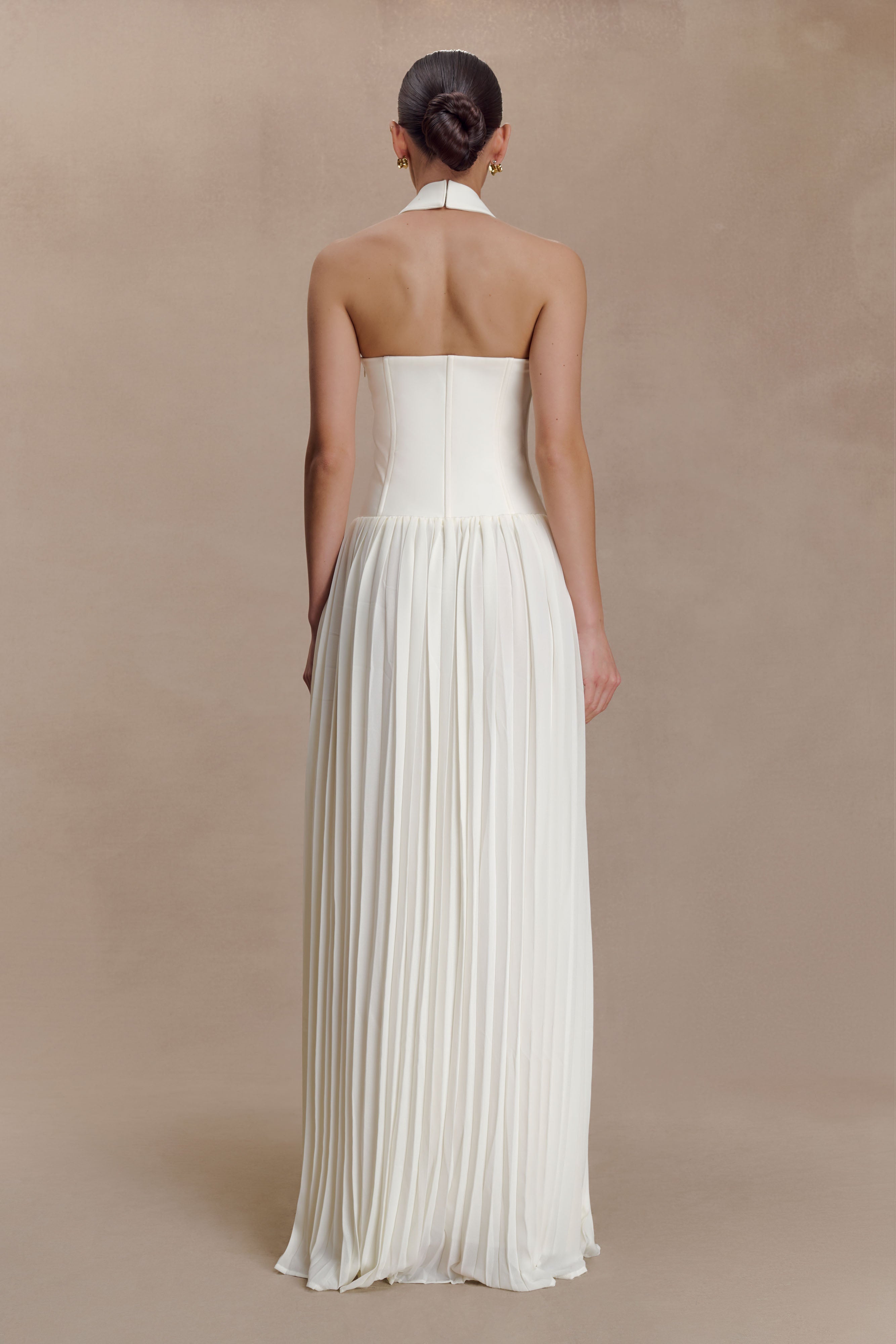 Stacie Pleated Halter Maxi Dress