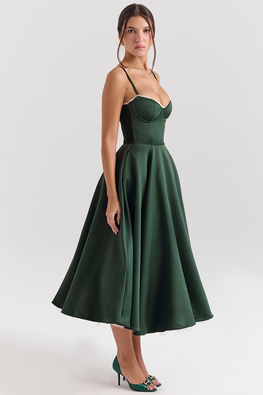 Mademoiselle Satin Tulle Midi Dress