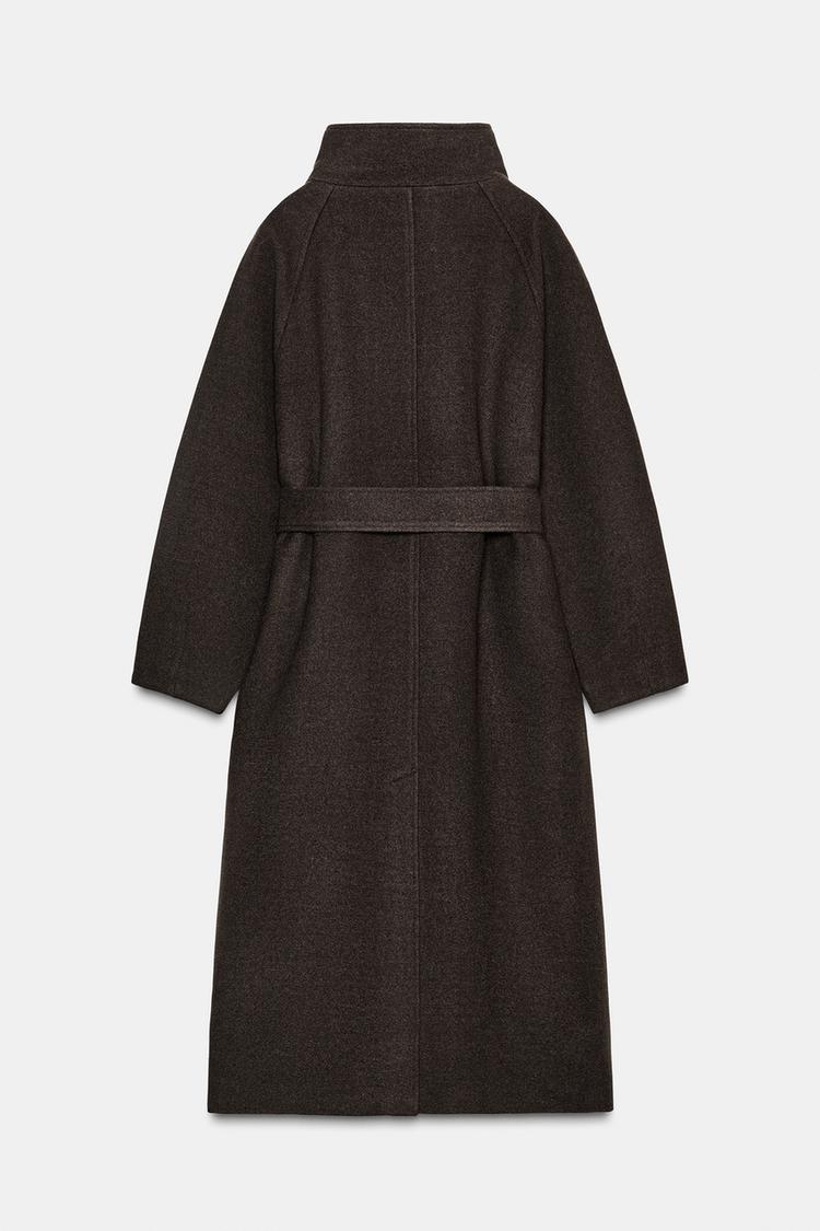 SOFT HIGH-NECK COAT WITH BELT