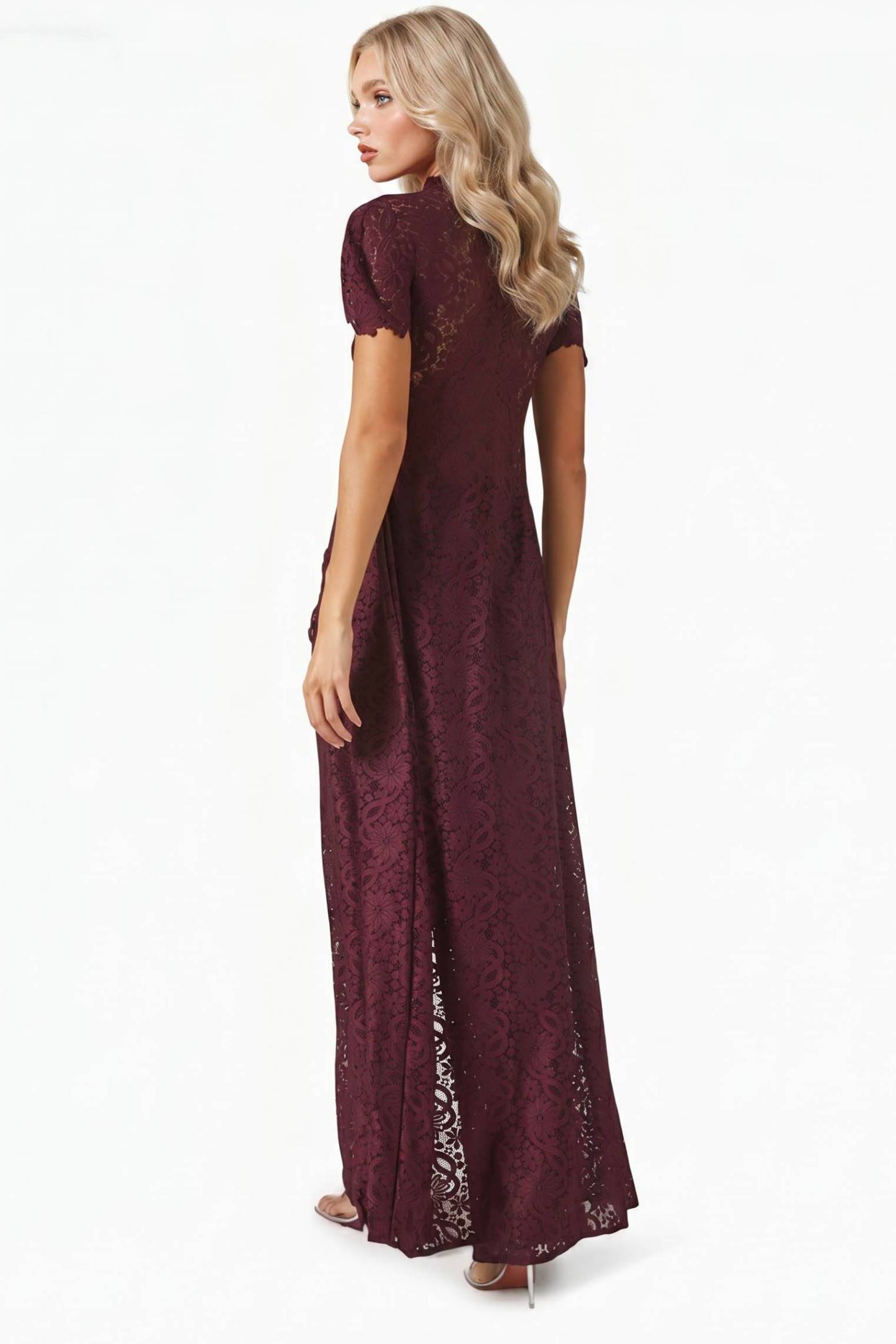 Lace Long-sleeved Top And Wide-leg Pants Set(Headscarf Not Included)