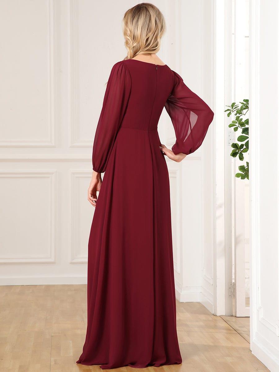 ever AMOUR|Robe de Soiree Longue Elegante Avec Lanterne en V Profond a Manches Fendues et Appliques