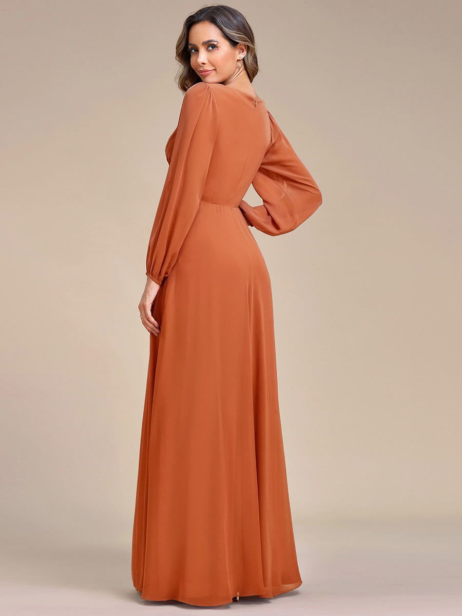 ever AMOUR|Robe de Soiree Longue Elegante Avec Lanterne en V Profond a Manches Fendues et Appliques