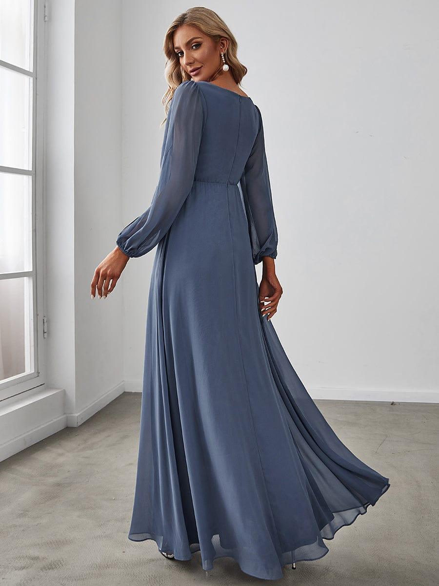 ever AMOUR|Robe de Soiree Longue Elegante Avec Lanterne en V Profond a Manches Fendues et Appliques