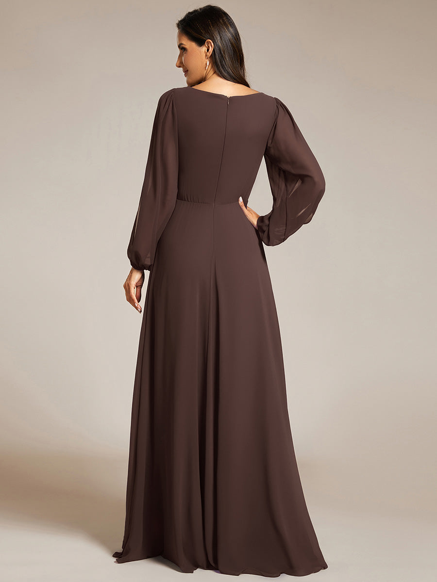 ever AMOUR|Robe de Soiree Longue Elegante Avec Lanterne en V Profond a Manches Fendues et Appliques