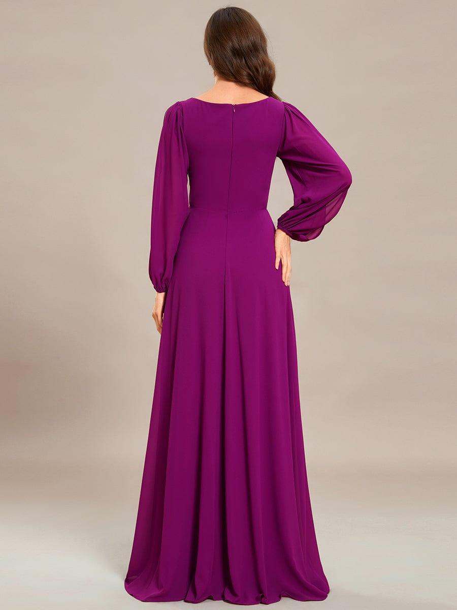 ever AMOUR|Robe de Soiree Longue Elegante Avec Lanterne en V Profond a Manches Fendues et Appliques