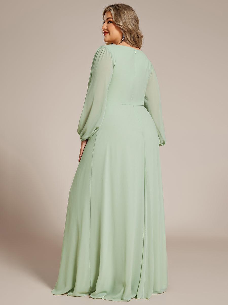 ever AMOUR|Robe de Soiree Longue Elegante Avec Lanterne en V Profond a Manches Fendues et Appliques