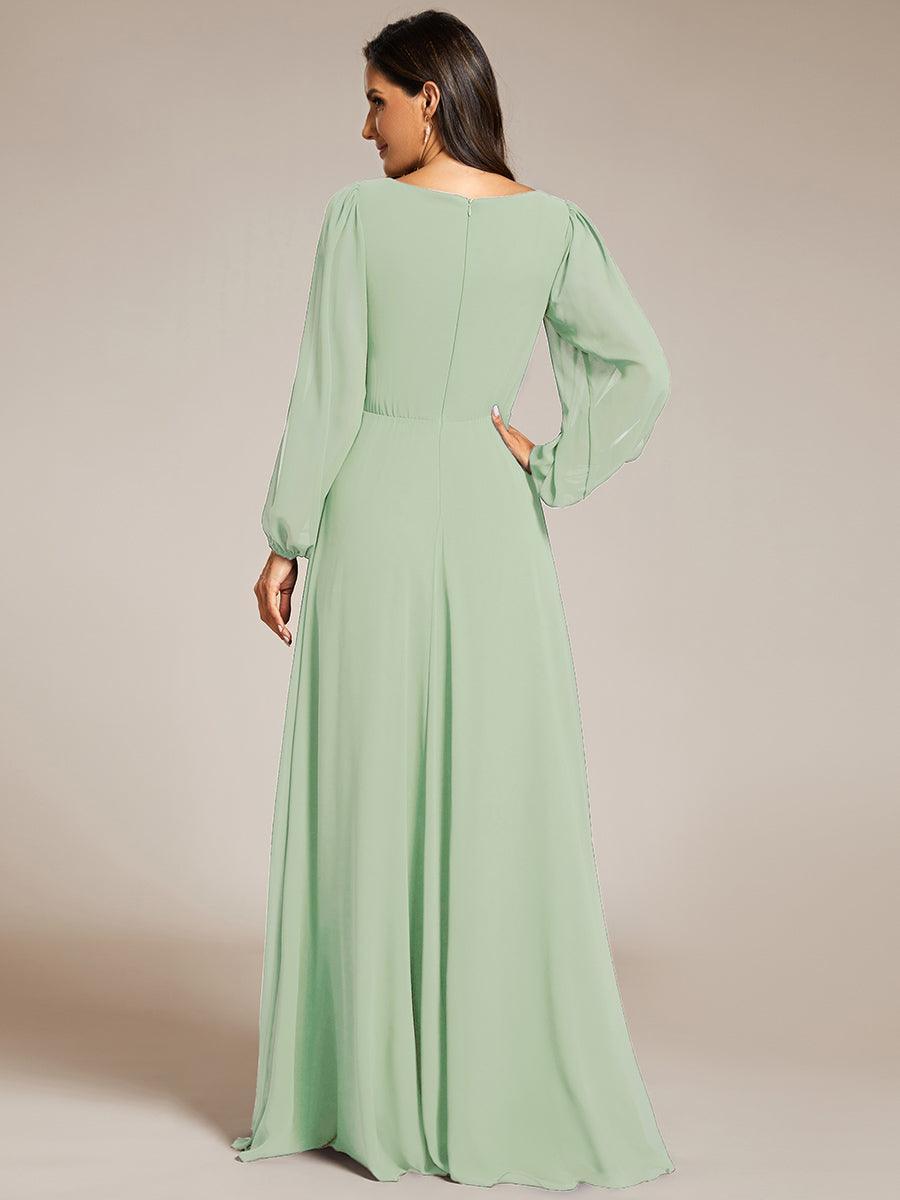 ever AMOUR|Robe de Soiree Longue Elegante Avec Lanterne en V Profond a Manches Fendues et Appliques