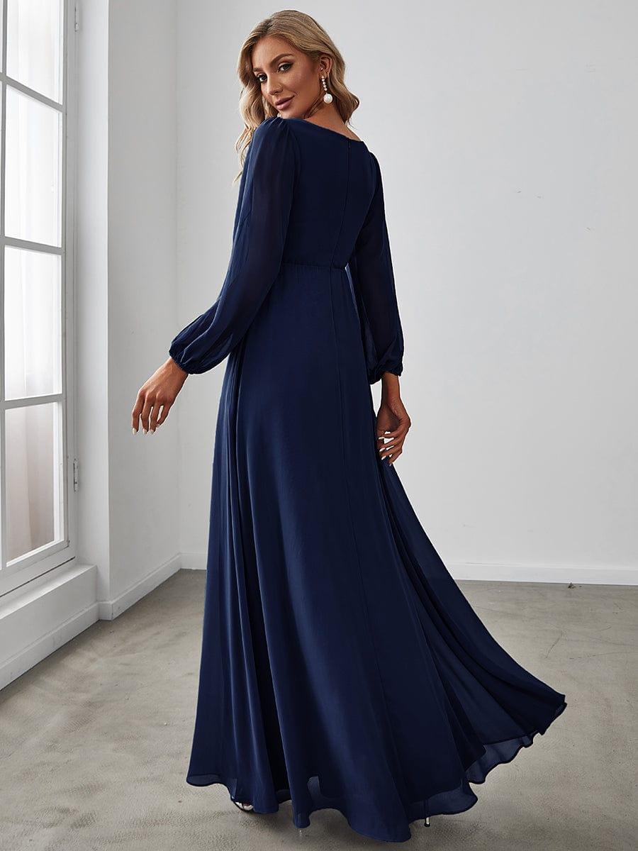 ever AMOUR|Robe de Soiree Longue Elegante Avec Lanterne en V Profond a Manches Fendues et Appliques
