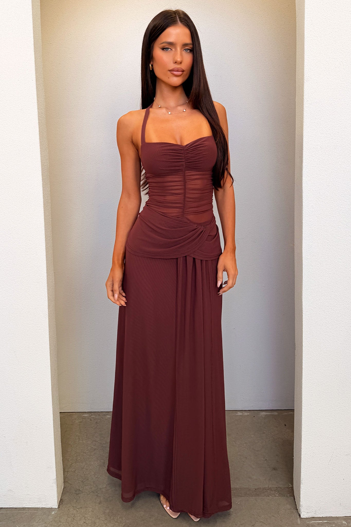 Gabrielle Mesh Maxi Dress