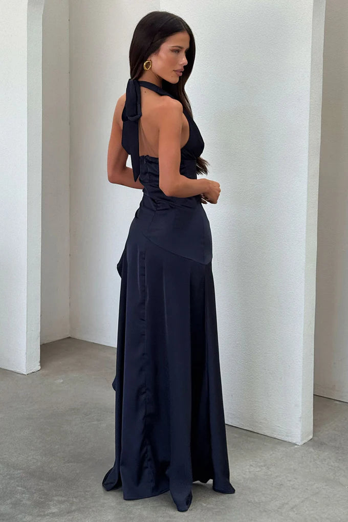 Wrenly V-Neck Satin Maxi Dress