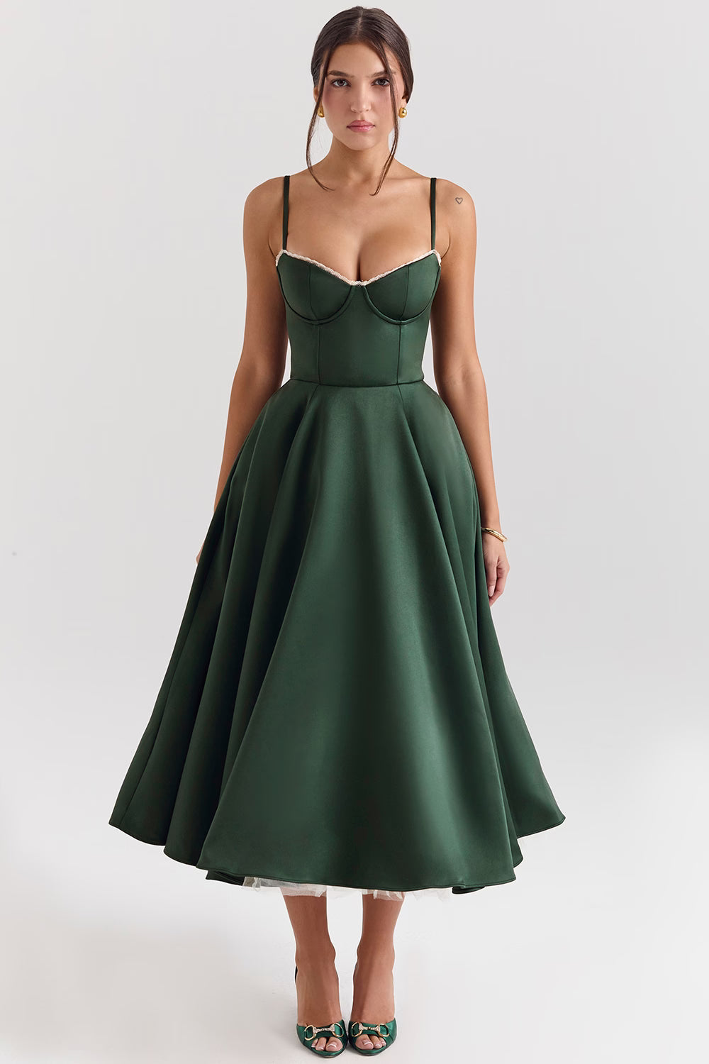 Mademoiselle Satin Tulle Midi Dress