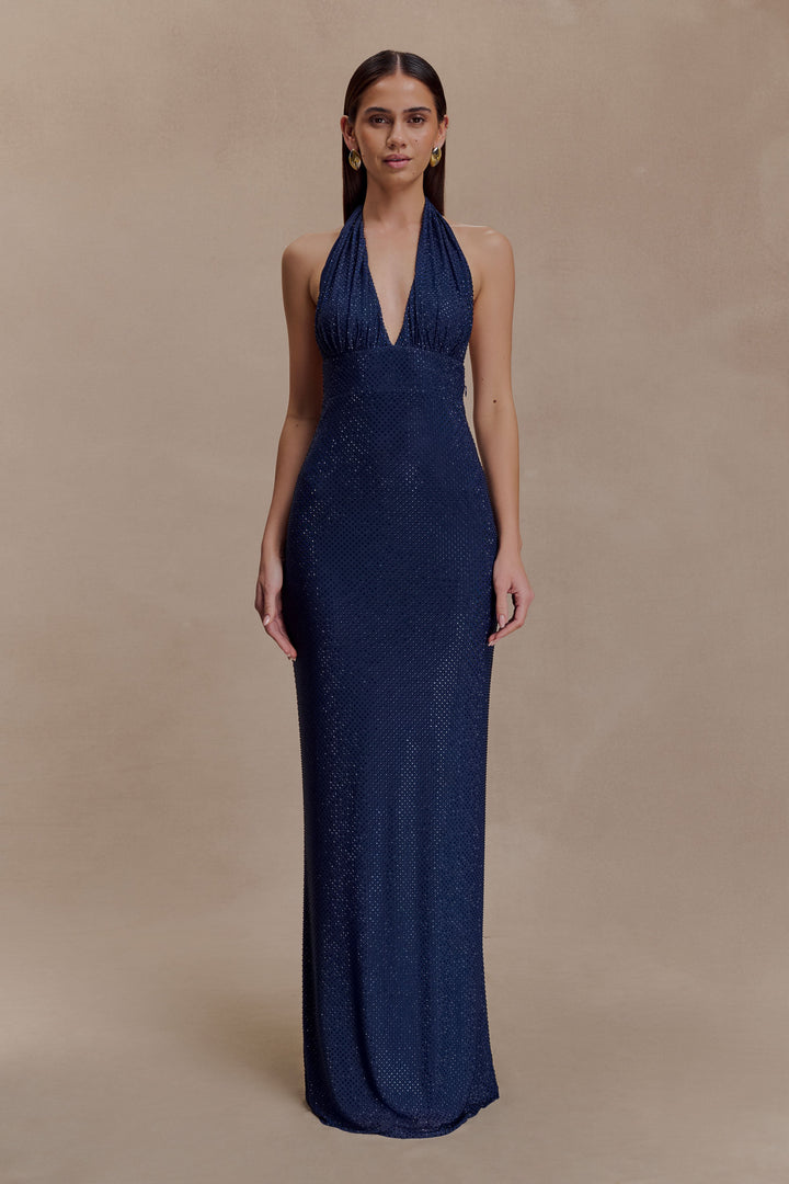 Harriet Halter Neck Diamante Maxi Dress