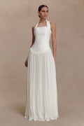 Stacie Pleated Halter Maxi Dress