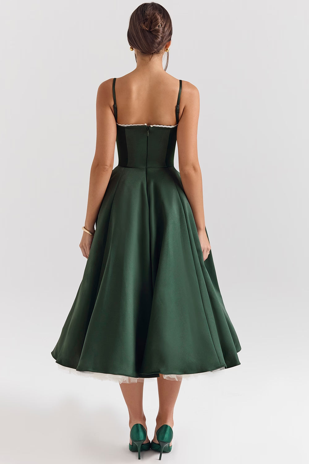 Mademoiselle Satin Tulle Midi Dress