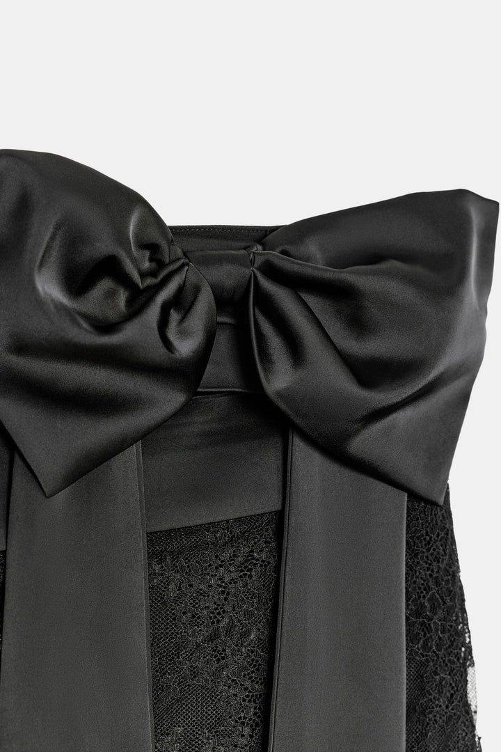 MINI SKIRT WITH CONTRAST LACE AND BOW DETAIL
