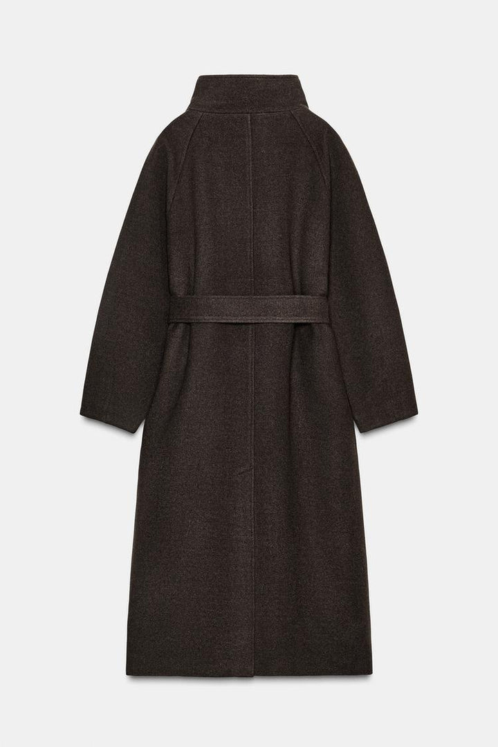SOFT HIGH-NECK COAT WITH BELT
