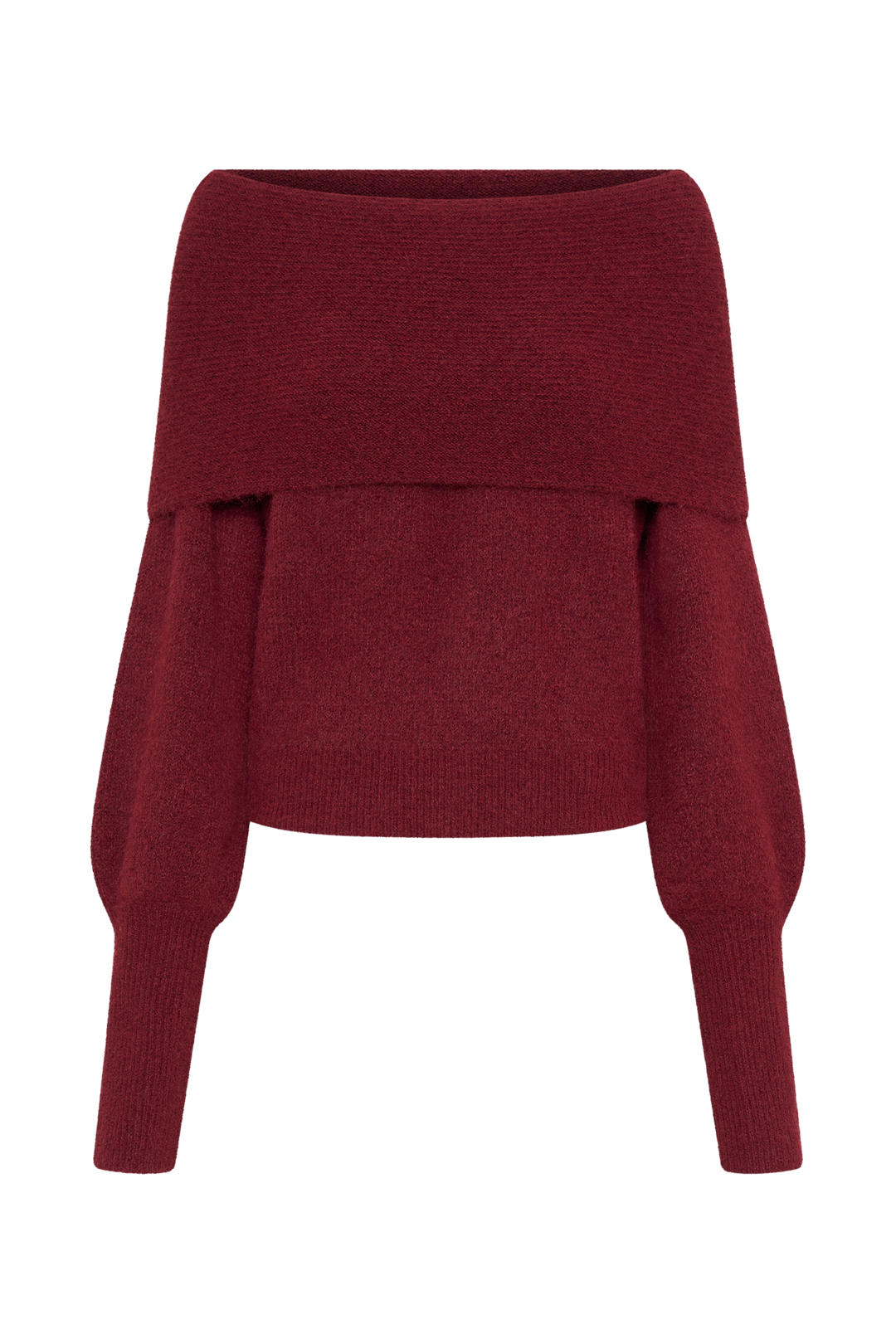 Charlotte Off Shoulder Knit Long Sleeve Top - Merlot