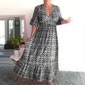 V-neck waist wrap long dress
