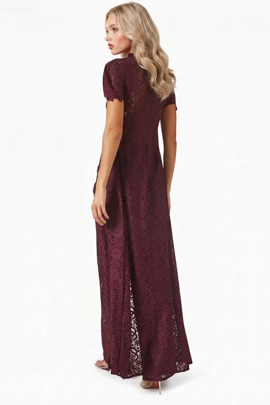 Lace Long-sleeved Top And Wide-leg Pants Set（Headscarf Not Included）