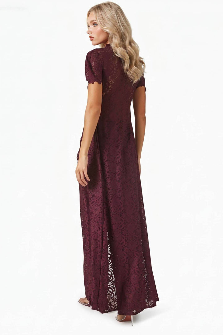 Lace Long-sleeved Top And Wide-leg Pants Set（Headscarf Not Included）