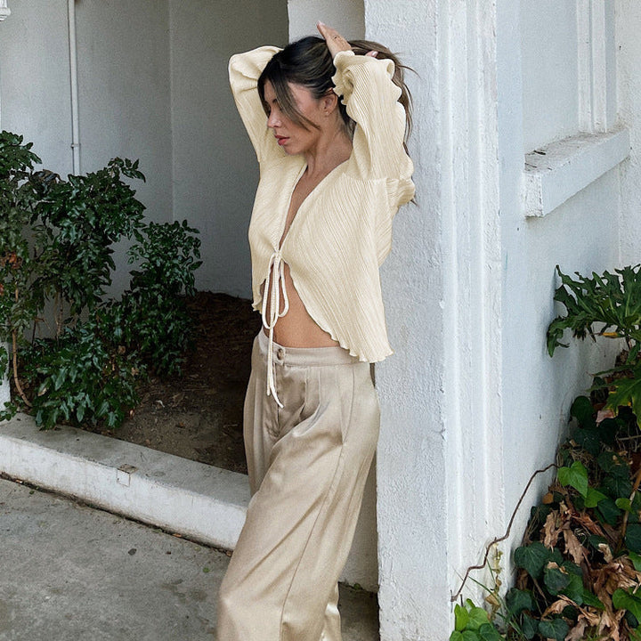 Kaylee | Pleated Tie-Front Top