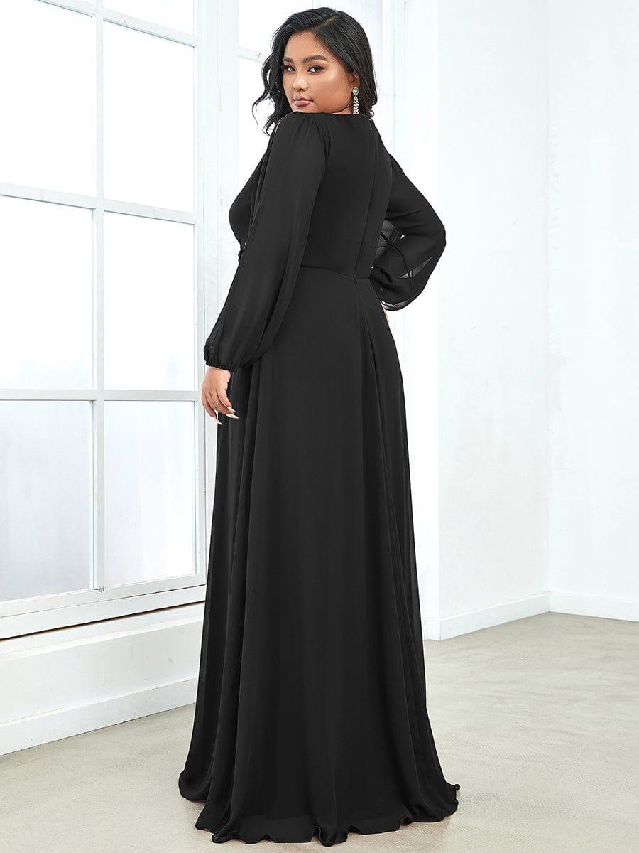 ever AMOUR|Robe de Soiree Longue Elegante Avec Lanterne en V Profond a Manches Fendues et Appliques