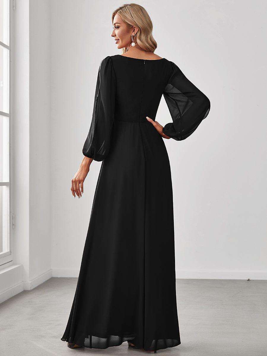ever AMOUR|Robe de Soiree Longue Elegante Avec Lanterne en V Profond a Manches Fendues et Appliques