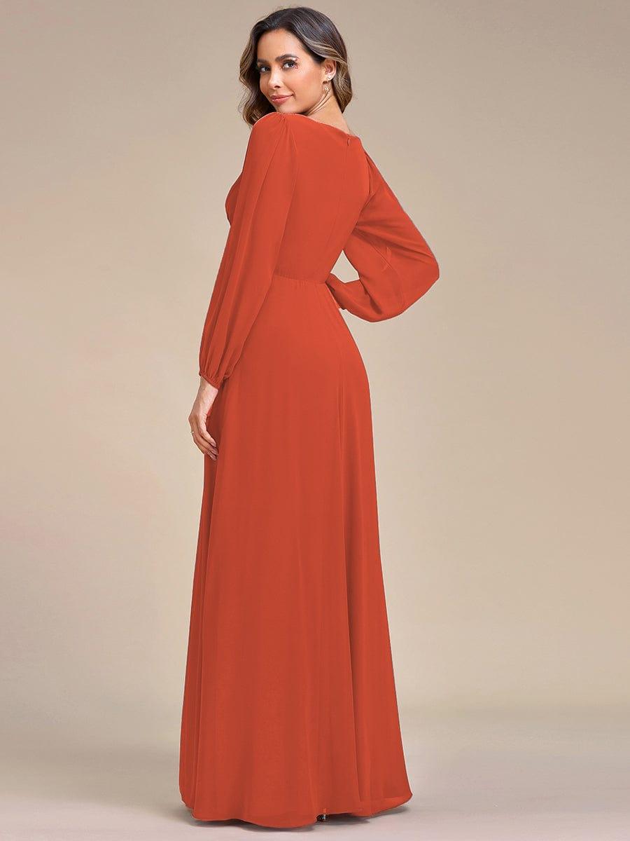 ever AMOUR|Robe de Soiree Longue Elegante Avec Lanterne en V Profond a Manches Fendues et Appliques