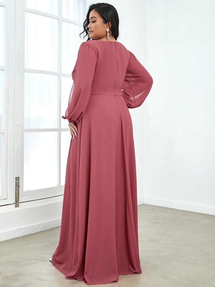ever AMOUR|Robe de Soiree Longue Elegante Avec Lanterne en V Profond a Manches Fendues et Appliques