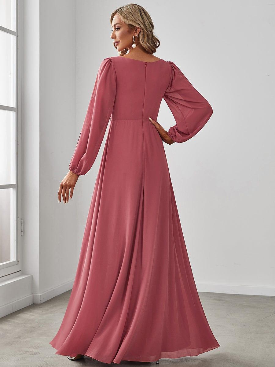 ever AMOUR|Robe de Soiree Longue Elegante Avec Lanterne en V Profond a Manches Fendues et Appliques