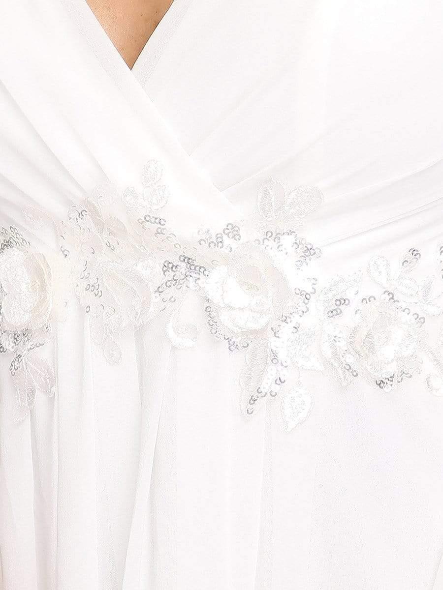ever AMOUR|Robe de Soiree Longue Elegante Avec Lanterne en V Profond a Manches Fendues et Appliques
