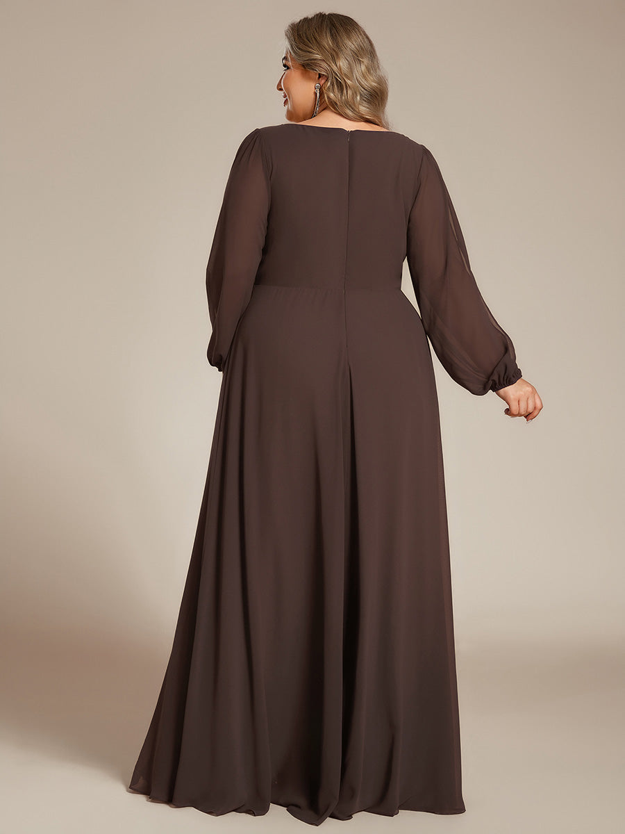 ever AMOUR|Robe de Soiree Longue Elegante Avec Lanterne en V Profond a Manches Fendues et Appliques