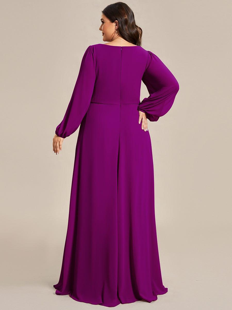ever AMOUR|Robe de Soiree Longue Elegante Avec Lanterne en V Profond a Manches Fendues et Appliques