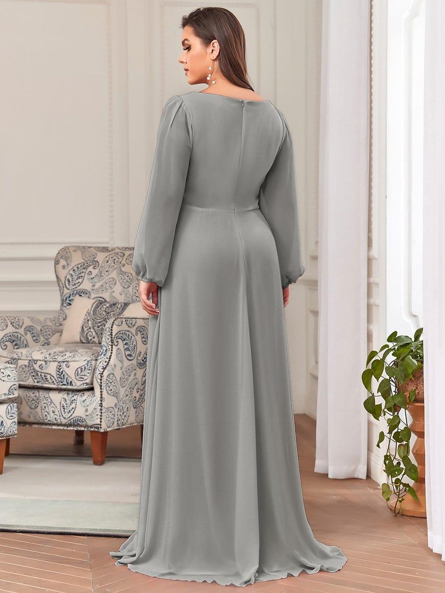 ever AMOUR|Robe de Soiree Longue Elegante Avec Lanterne en V Profond a Manches Fendues et Appliques