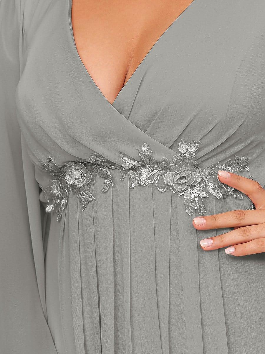 ever AMOUR|Robe de Soiree Longue Elegante Avec Lanterne en V Profond a Manches Fendues et Appliques