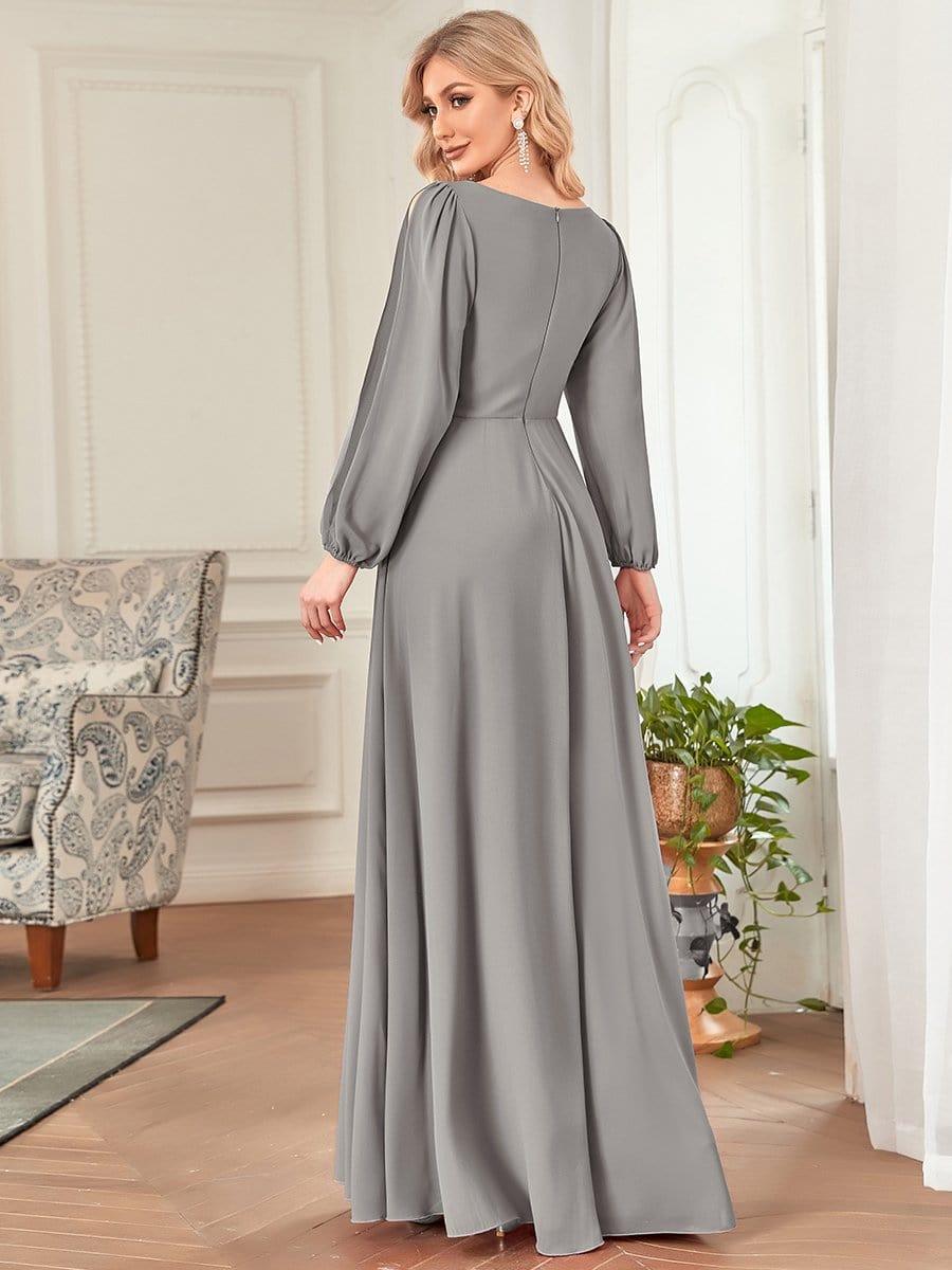ever AMOUR|Robe de Soiree Longue Elegante Avec Lanterne en V Profond a Manches Fendues et Appliques