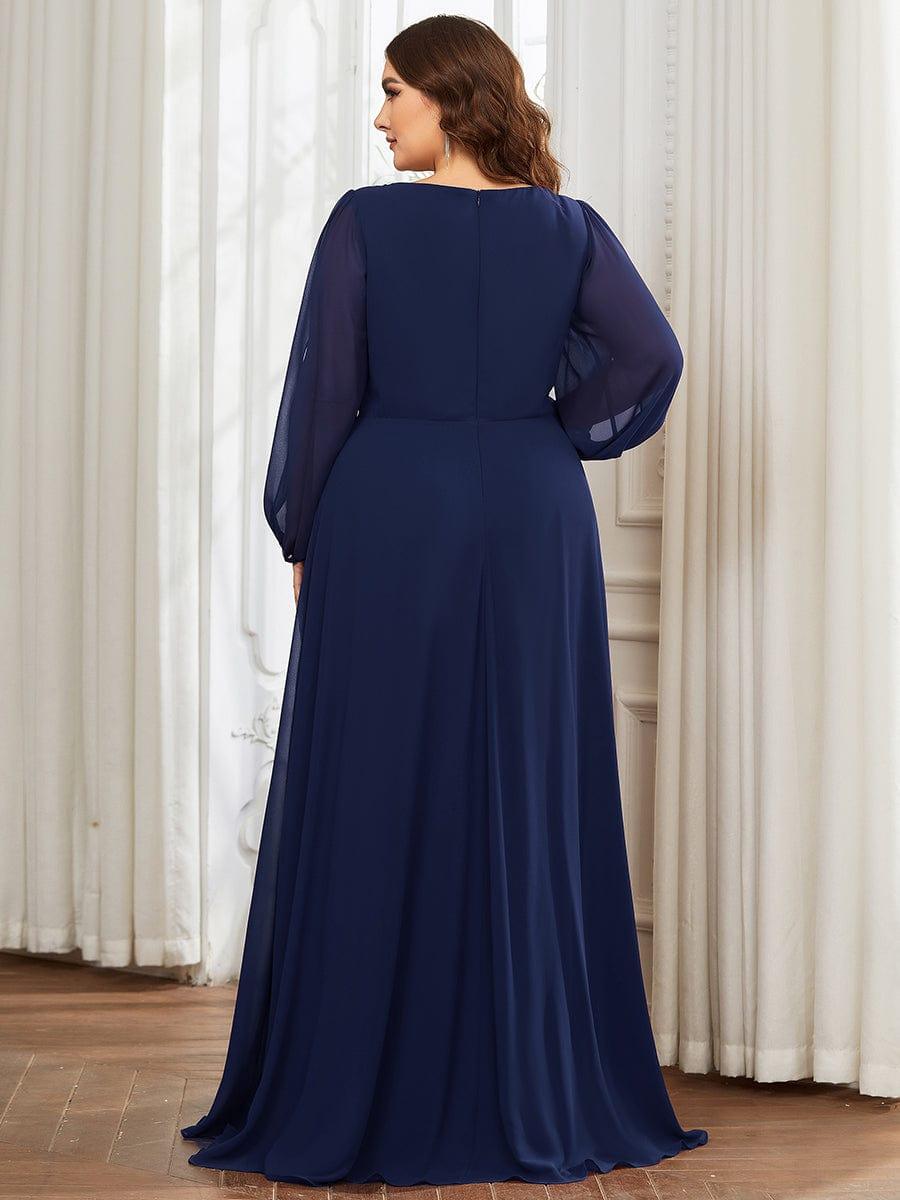 ever AMOUR|Robe de Soiree Longue Elegante Avec Lanterne en V Profond a Manches Fendues et Appliques