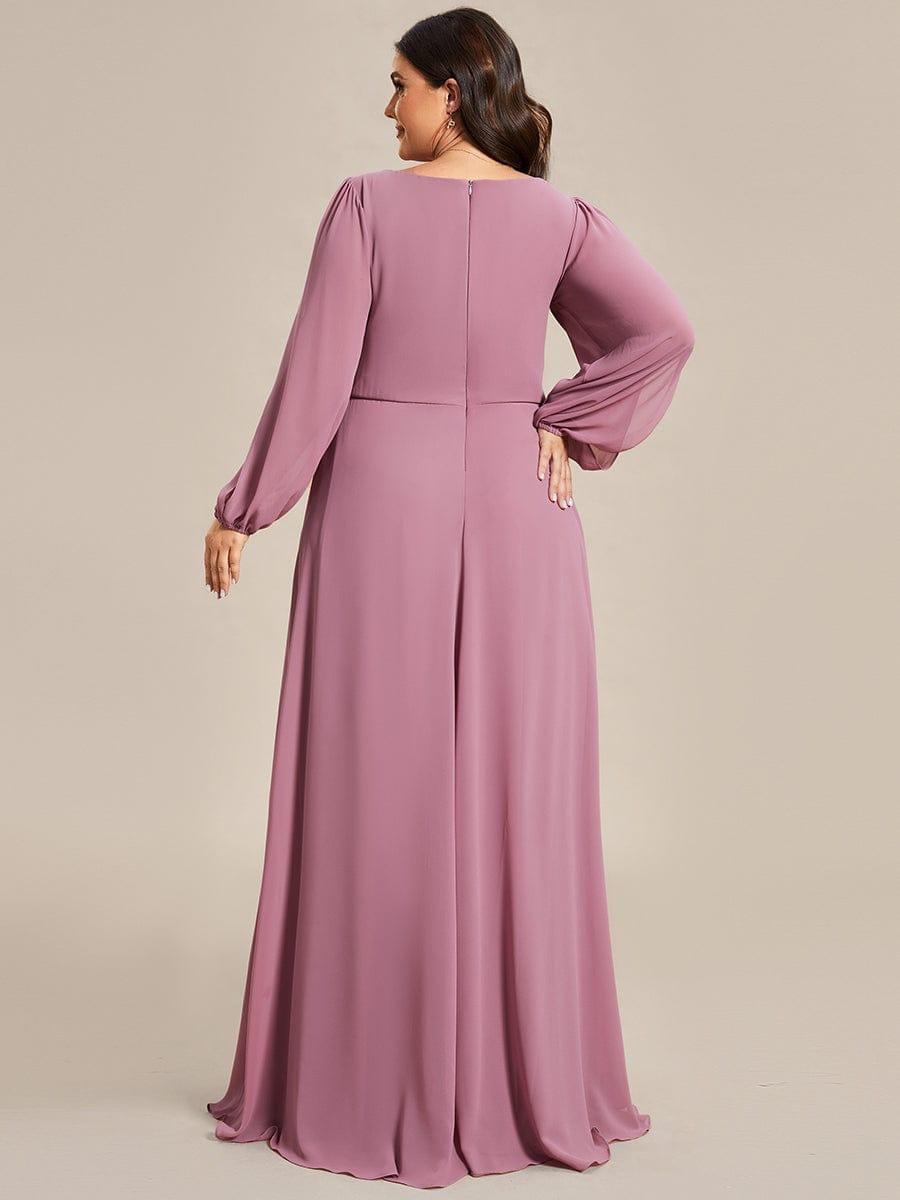 ever AMOUR|Robe de Soiree Longue Elegante Avec Lanterne en V Profond a Manches Fendues et Appliques