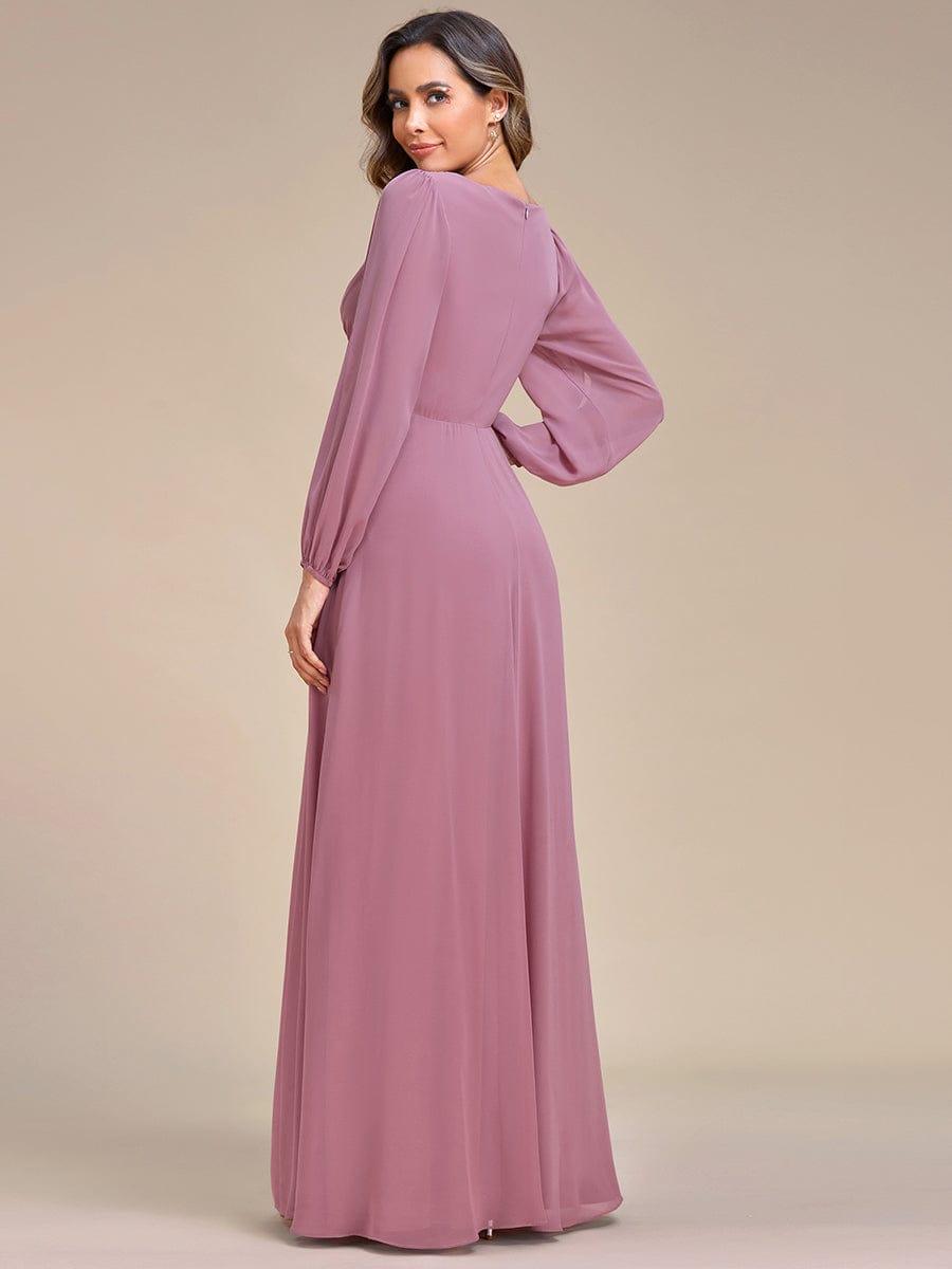 ever AMOUR|Robe de Soiree Longue Elegante Avec Lanterne en V Profond a Manches Fendues et Appliques