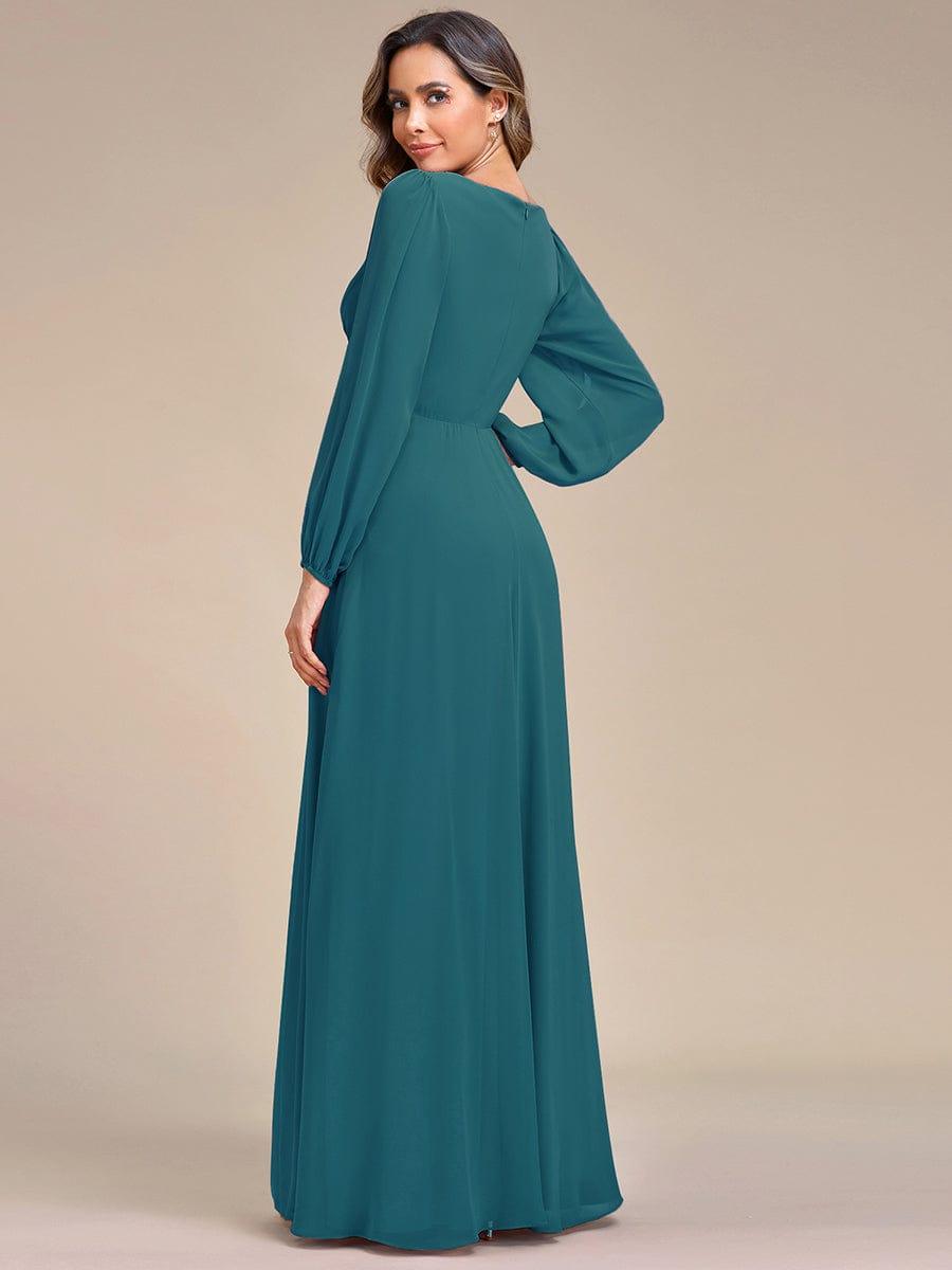 ever AMOUR|Robe de Soiree Longue Elegante Avec Lanterne en V Profond a Manches Fendues et Appliques