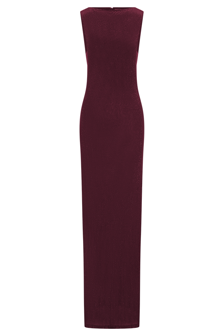 Magnolia Sleeveless Diamante Maxi Dress - Wine