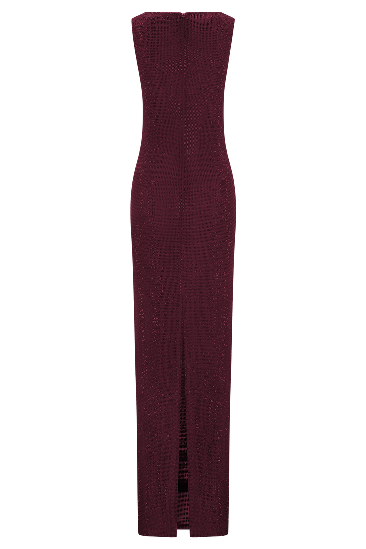 Magnolia Sleeveless Diamante Maxi Dress - Wine