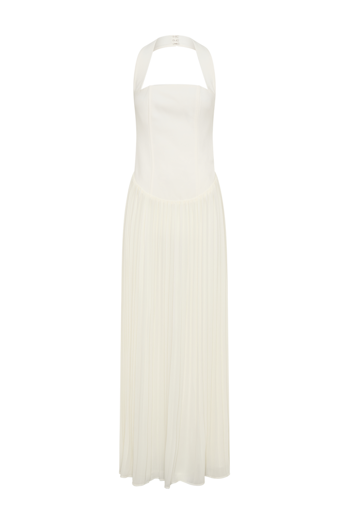 Stacie Pleated Halter Maxi Dress