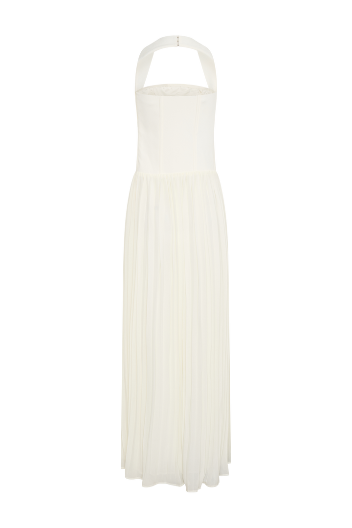 Stacie Pleated Halter Maxi Dress