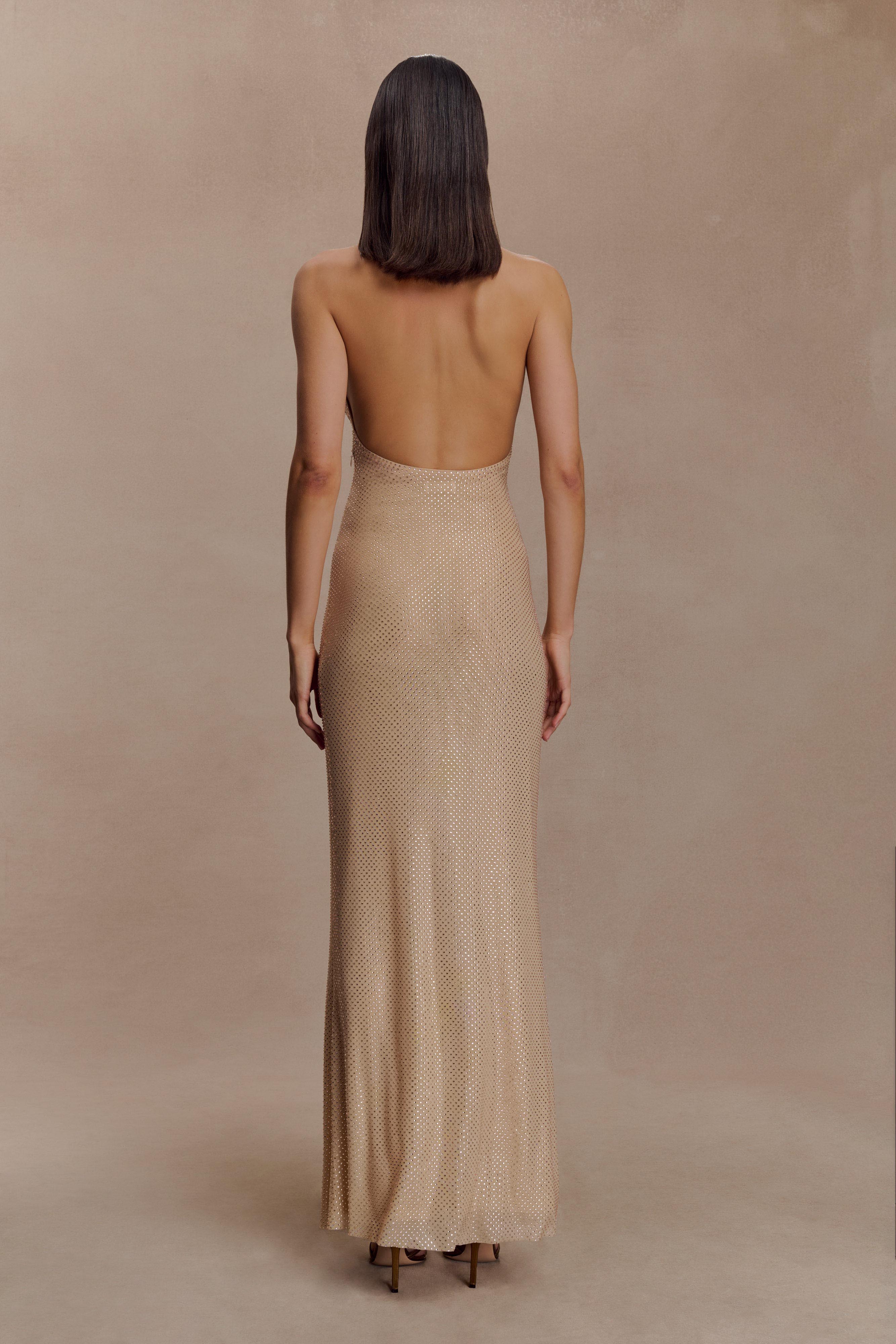 Harriet Halter Neck Diamante Maxi Dress
