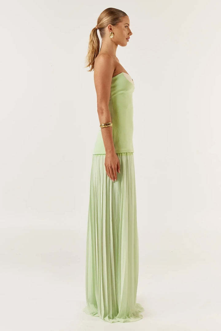 Nicole | Strapless Pleated Maxi Dress