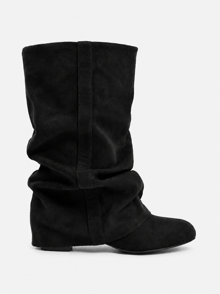 Emilia Slouchy Suede Boots - Black