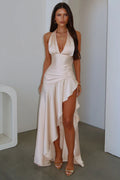 Wrenly V-Neck Satin Maxi Dress
