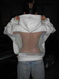 Backless Crystal Mesh Hoodie