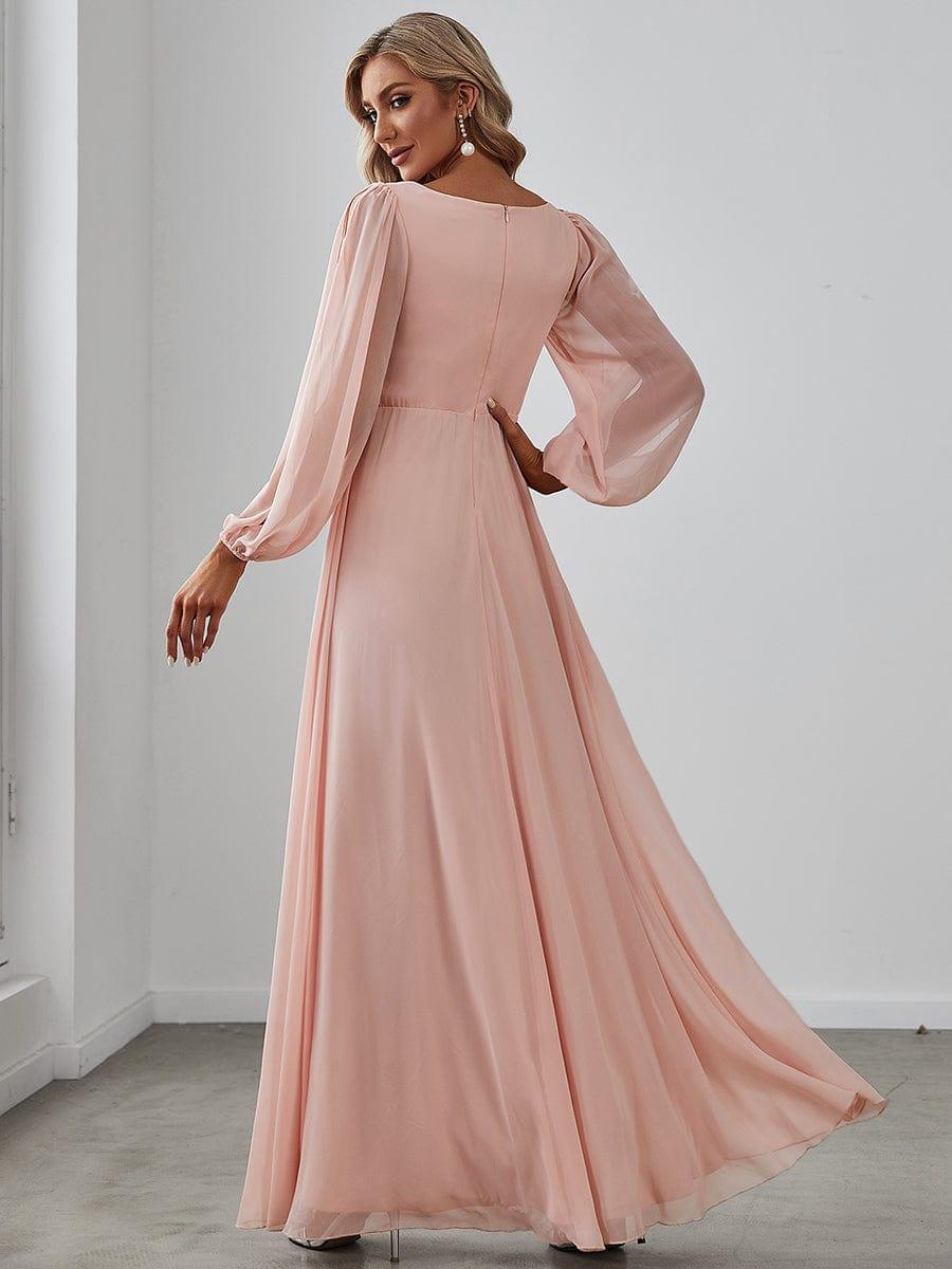 ever AMOUR|Robe de Soiree Longue Elegante Avec Lanterne en V Profond a Manches Fendues et Appliques